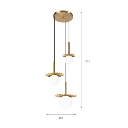Läbivoolu lühter CHITA 3xG9/5W/230V kuldne