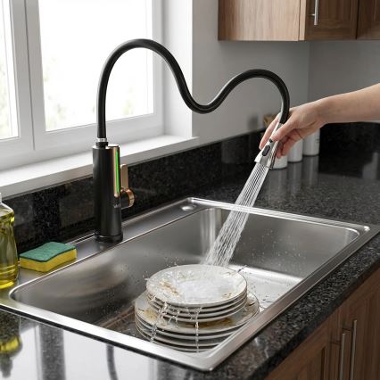 Läbivoolu veesoojendi LED-ekraaniga 3000W/230V IPX4 must