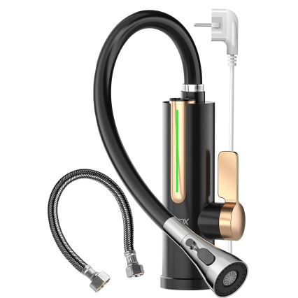 Läbivoolu veesoojendi LED-ekraaniga 3000W/230V IPX4 must/kuldne