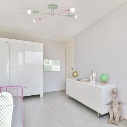 Lae külge kinnitatav lühter CAMBRIDGE 4xE27/15W/230V roheline/roosa