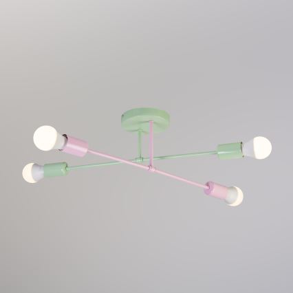Lae külge kinnitatav lühter CAMBRIDGE 4xE27/15W/230V roheline/roosa