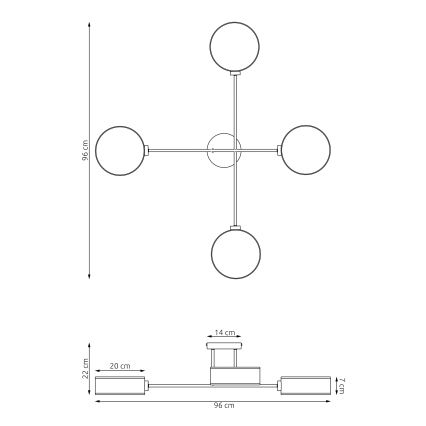Lae külge kinnitatav lühter MAGA 4xE14/10W/230V pruun