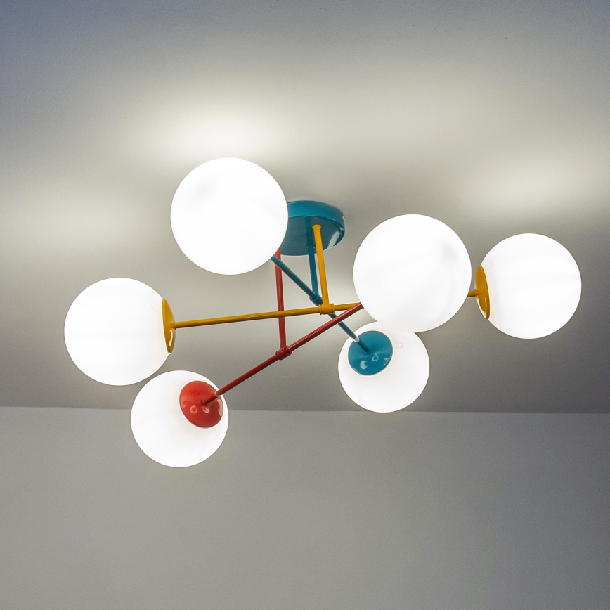 Lae külge kinnitatav lühter MOON 6xE27/15W/230V türkiissinine/kollane/punane