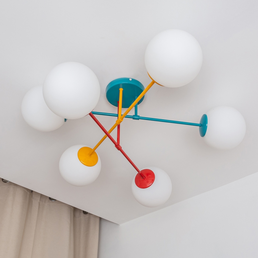 Lae külge kinnitatav lühter MOON 6xE27/15W/230V türkiissinine/kollane/punane