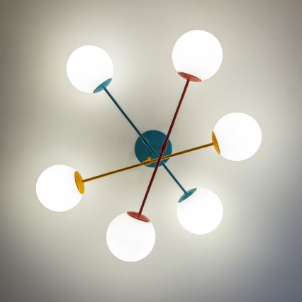 Lae külge kinnitatav lühter MOON 6xE27/15W/230V türkiissinine/kollane/punane