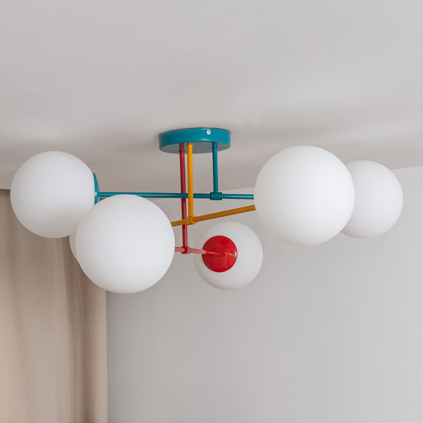 Lae külge kinnitatav lühter MOON 6xE27/15W/230V türkiissinine/kollane/punane