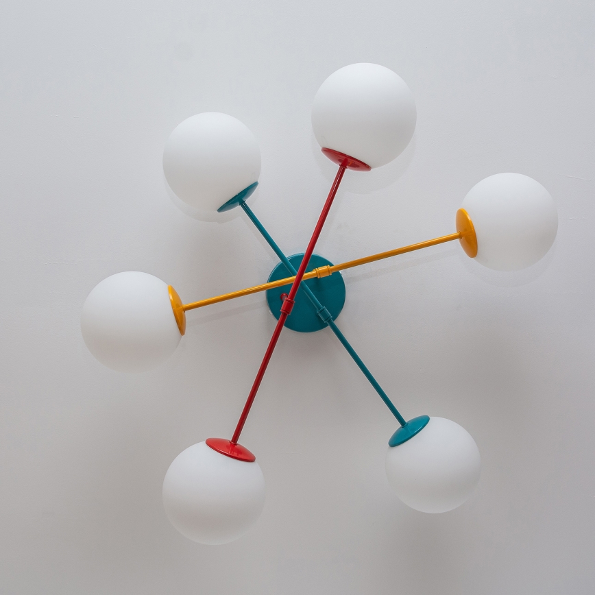 Lae külge kinnitatav lühter MOON 6xE27/15W/230V türkiissinine/kollane/punane