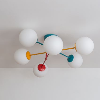 Lae külge kinnitatav lühter MOON 6xE27/15W/230V türkiissinine/kollane/punane
