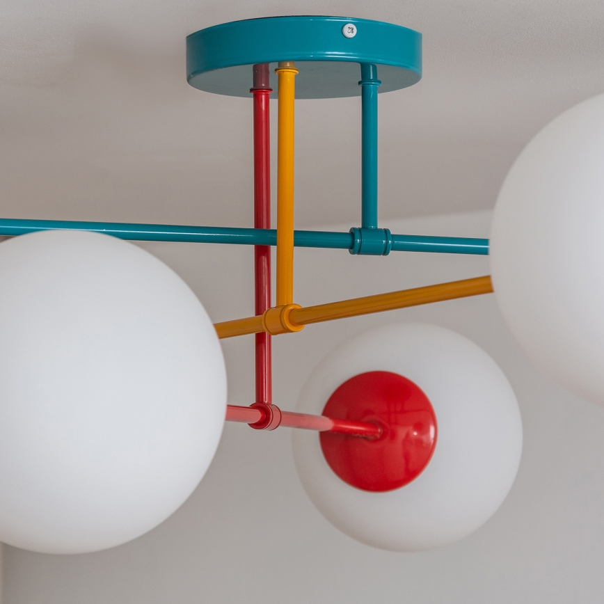 Lae külge kinnitatav lühter MOON 6xE27/15W/230V türkiissinine/kollane/punane