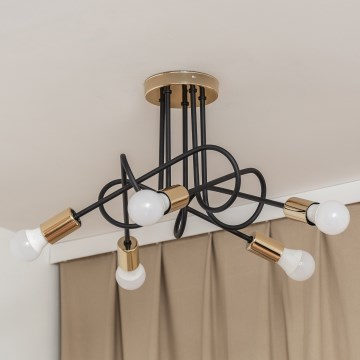 Lae külge kinnitatav lühter OXFORD 5xE27/15W/230V kuldne/must