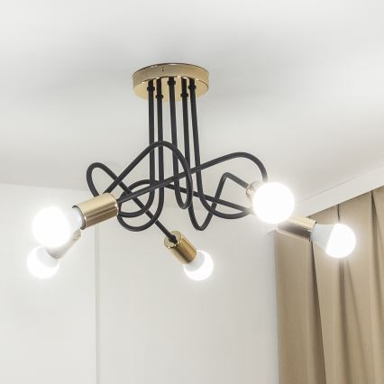 Lae külge kinnitatav lühter OXFORD 5xE27/15W/230V kuldne/must