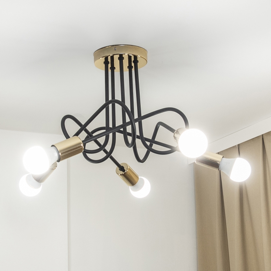 Lae külge kinnitatav lühter OXFORD 5xE27/15W/230V kuldne/must