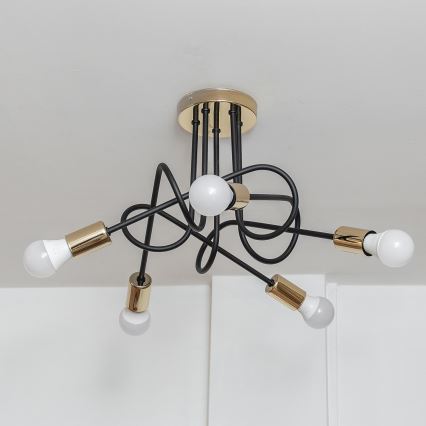 Lae külge kinnitatav lühter OXFORD 5xE27/15W/230V kuldne/must