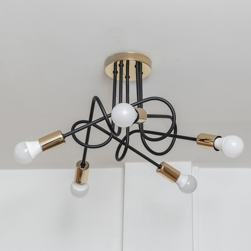 Lae külge kinnitatav lühter OXFORD 5xE27/15W/230V kuldne/must