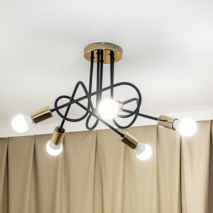 Lae külge kinnitatav lühter OXFORD 5xE27/15W/230V kuldne/must