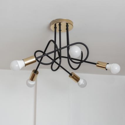 Lae külge kinnitatav lühter OXFORD 5xE27/15W/230V kuldne/must