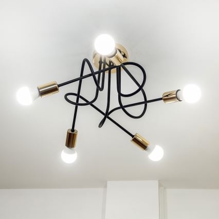 Lae külge kinnitatav lühter OXFORD 5xE27/15W/230V kuldne/must