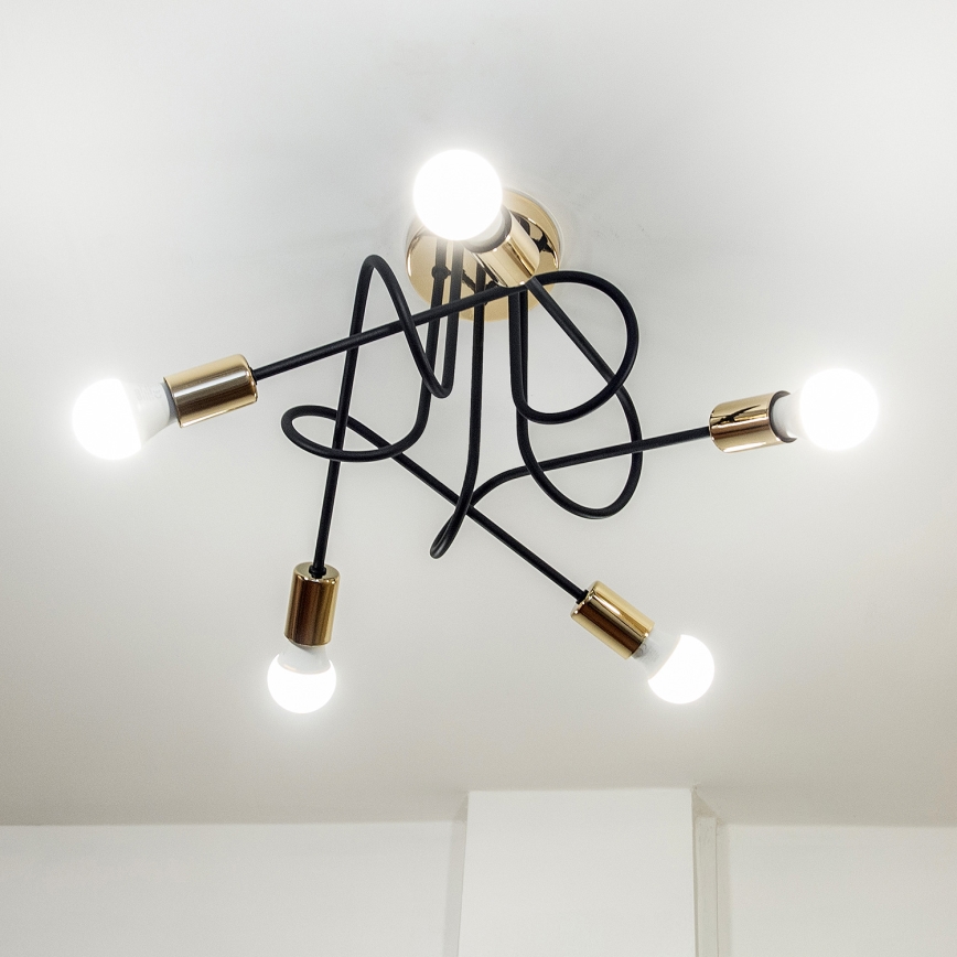 Lae külge kinnitatav lühter OXFORD 5xE27/15W/230V kuldne/must