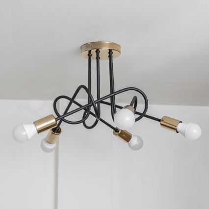 Lae külge kinnitatav lühter OXFORD 5xE27/15W/230V kuldne/must