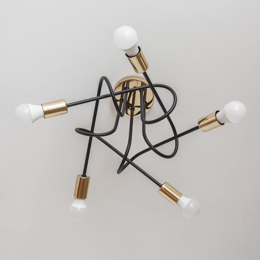 Lae külge kinnitatav lühter OXFORD 5xE27/15W/230V kuldne/must