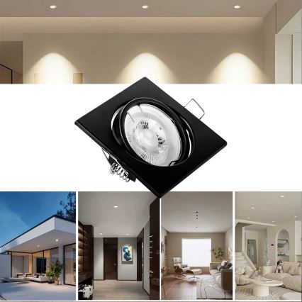 Lae sisse paigaldatav valgusti 1xGU10/MR16/10W/230V 9x9 cm must