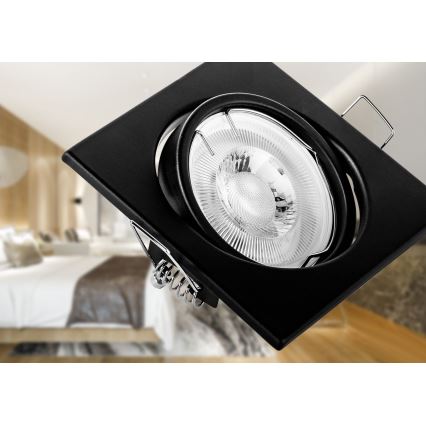 Lae sisse paigaldatav valgusti 1xGU10/MR16/10W/230V 9x9 cm must