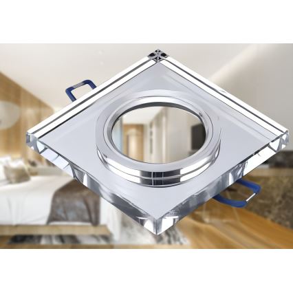 Lae sisseehitatav valgusti 1xGU10/MR16/10W/230V 9x9 cm läikiv kroom