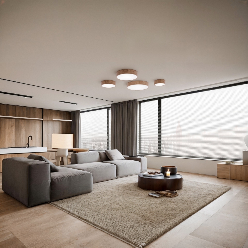 Laelamp CLEO liikumis- ja hämarusanduriga 4xE27/24W/230V, läbimõõt 47,5 cm, tamm