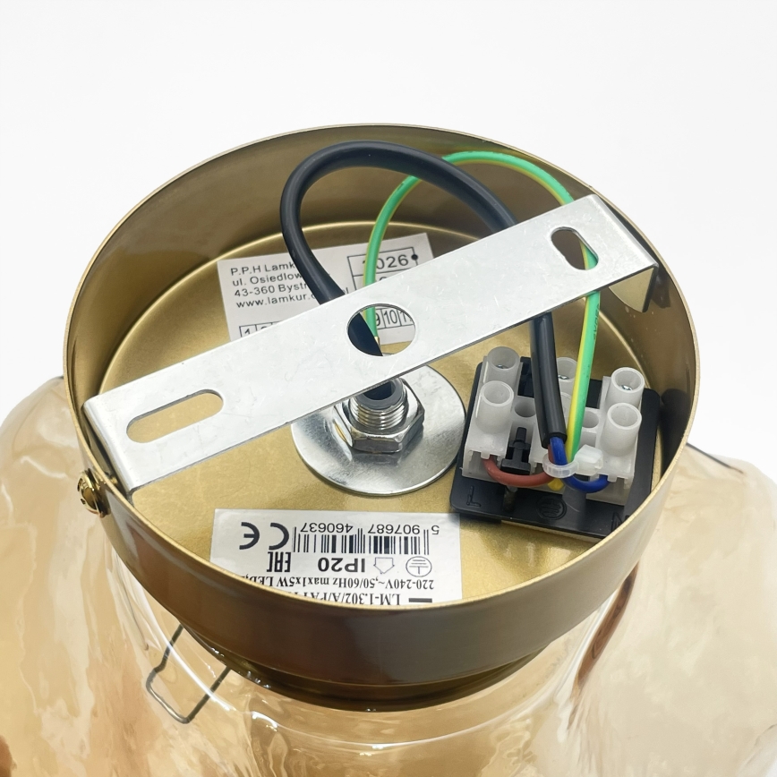 Laelamp CRISTAL 1xE14/15W/230V messing/suitsune beež