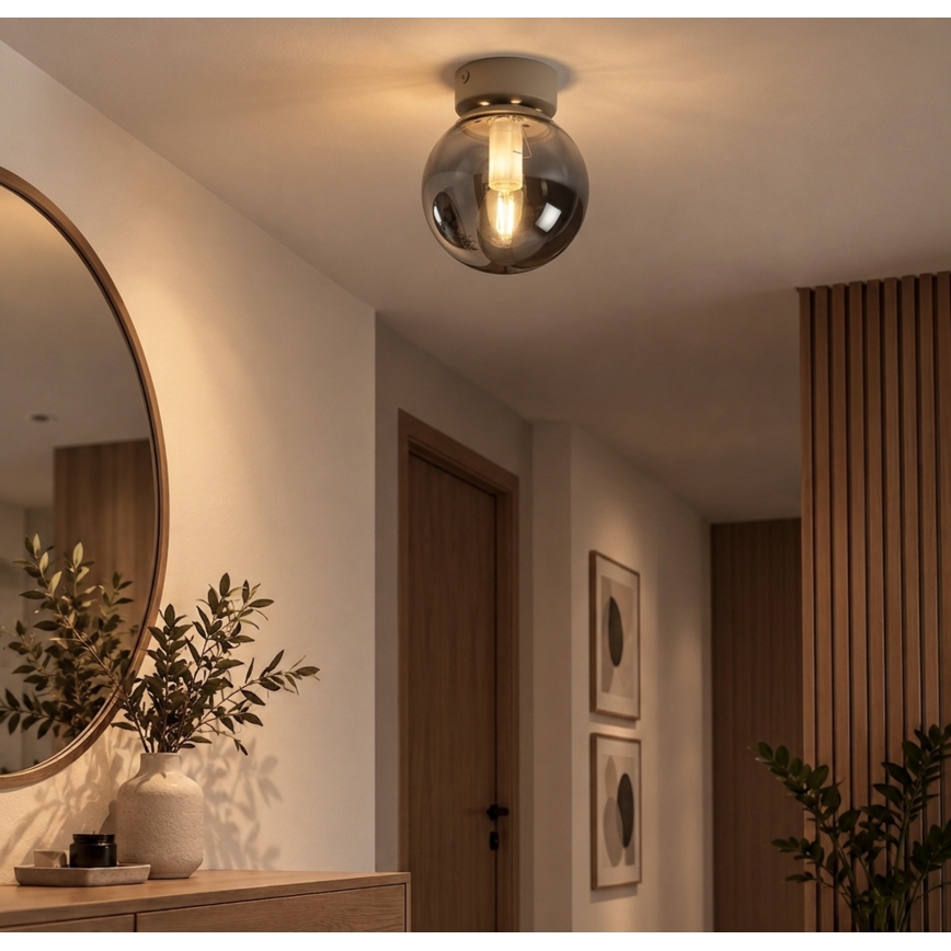 Laelamp ELIAS 1xE14/5W/230V läbimõõt 13 cm beež/suitsuhall