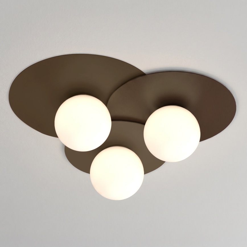 Laelamp FLAT 3xE27/15W/230V 55x60 cm pruun