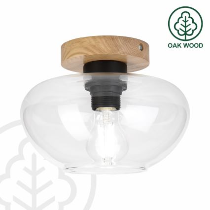 Laelamp FLO WOOD 1xE27/15W/230V tamm/läbipaistev Ø 22 cm