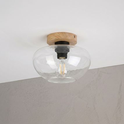 Laelamp FLO WOOD 1xE27/15W/230V tamm/läbipaistev Ø 22 cm