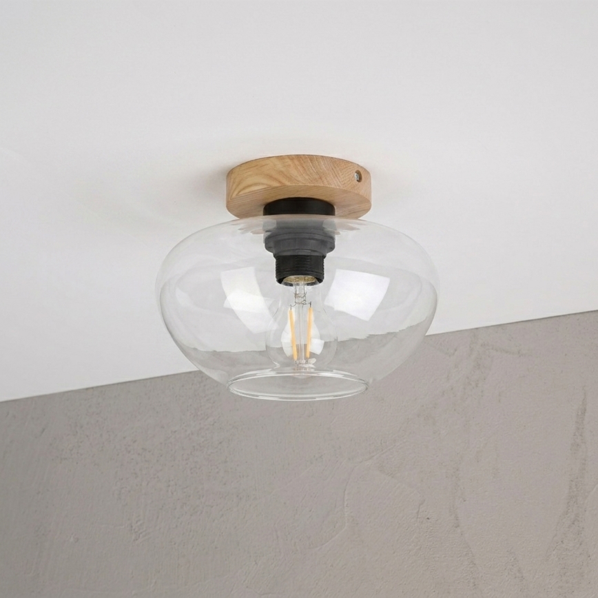 Laelamp FLO WOOD 1xE27/15W/230V tamm/läbipaistev Ø 22 cm
