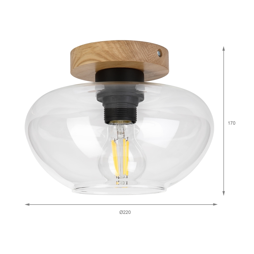 Laelamp FLO WOOD 1xE27/15W/230V tamm/läbipaistev Ø 22 cm