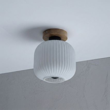 Laelamp HARMA WOOD 1xE27/15W/230V tamm/valge, läbimõõt 20 cm