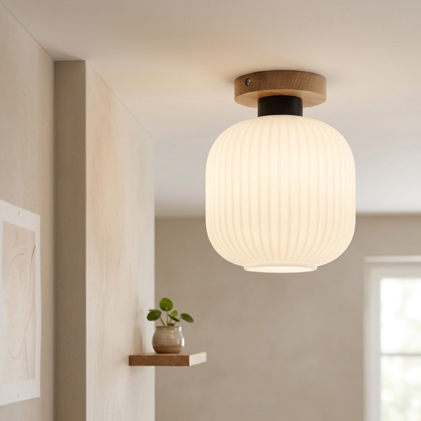 Laelamp HARMA WOOD 1xE27/15W/230V tamm/valge, läbimõõt 20 cm