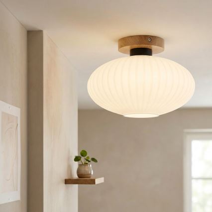 Laelamp HARMA WOOD 1xE27/15W/230V tamm/valge läbimõõt 30 cm