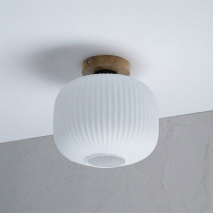 Laelamp HARMA WOOD 1xE27/15W/230V tamm/valge, Ø 25 cm