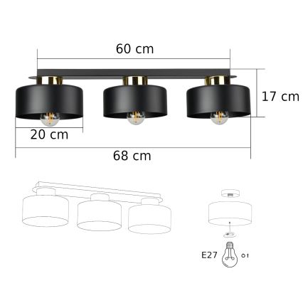 Laelamp IGNIA 3xE27/60W/230V must