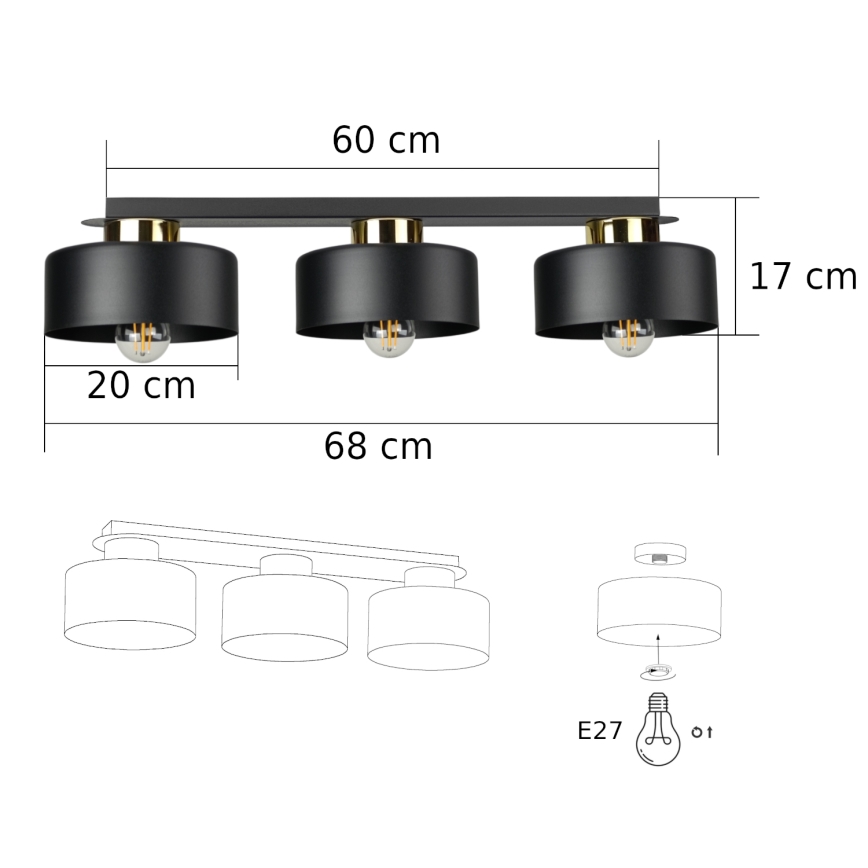 Laelamp IGNIA 3xE27/60W/230V must