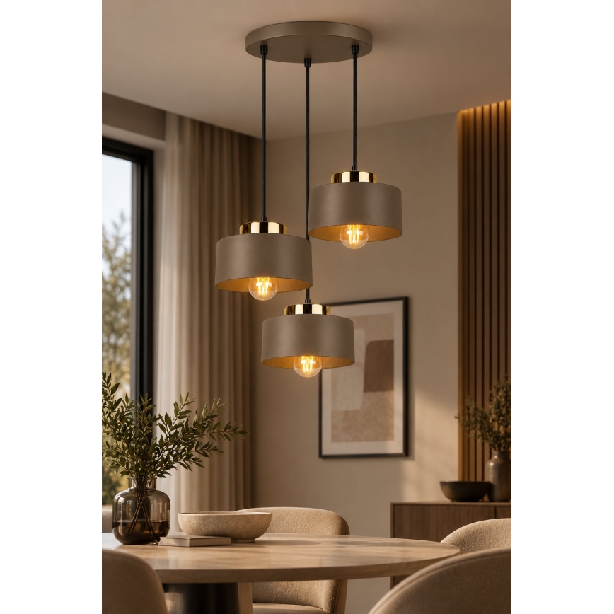 Laelamp juhtmega IGNIA 3xE27/60W/230V pruun/kuldne