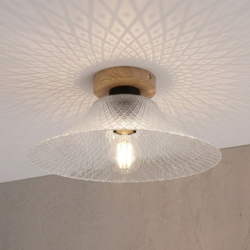 Laelamp JULL WOOD 1xE27/15W/230V tamm/läbipaistev Ø 34 cm
