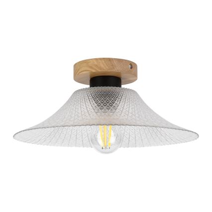Laelamp JULL WOOD 1xE27/15W/230V tamm/läbipaistev Ø 34 cm