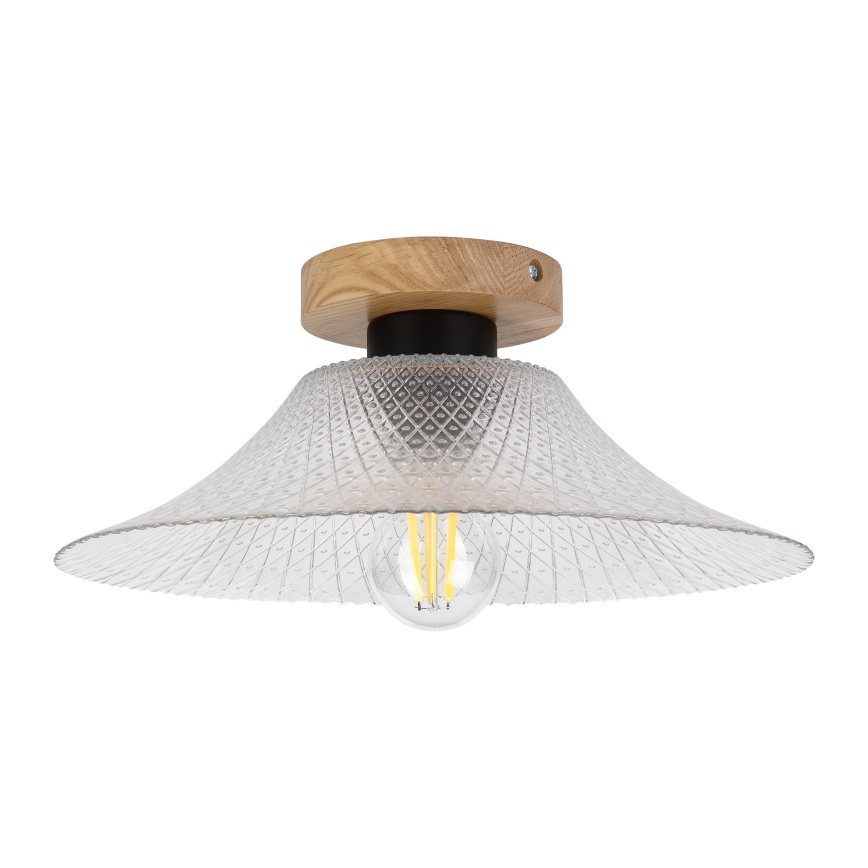 Laelamp JULL WOOD 1xE27/15W/230V tamm/läbipaistev Ø 34 cm