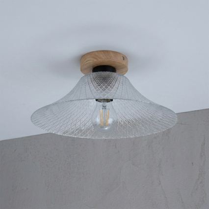Laelamp JULL WOOD 1xE27/15W/230V tamm/läbipaistev Ø 34 cm