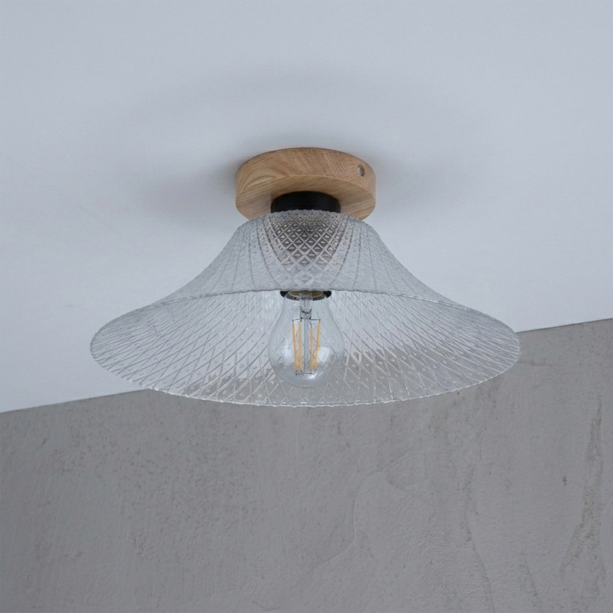 Laelamp JULL WOOD 1xE27/15W/230V tamm/läbipaistev Ø 34 cm