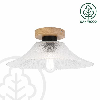 Laelamp JULL WOOD 1xE27/15W/230V tamm/läbipaistev Ø 34 cm