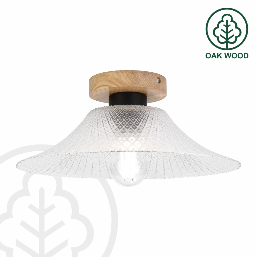 Laelamp JULL WOOD 1xE27/15W/230V tamm/läbipaistev Ø 34 cm