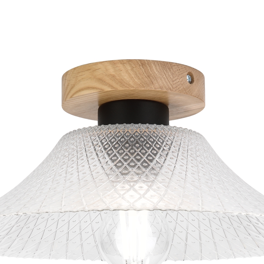 Laelamp JULL WOOD 1xE27/15W/230V tamm/läbipaistev Ø 34 cm